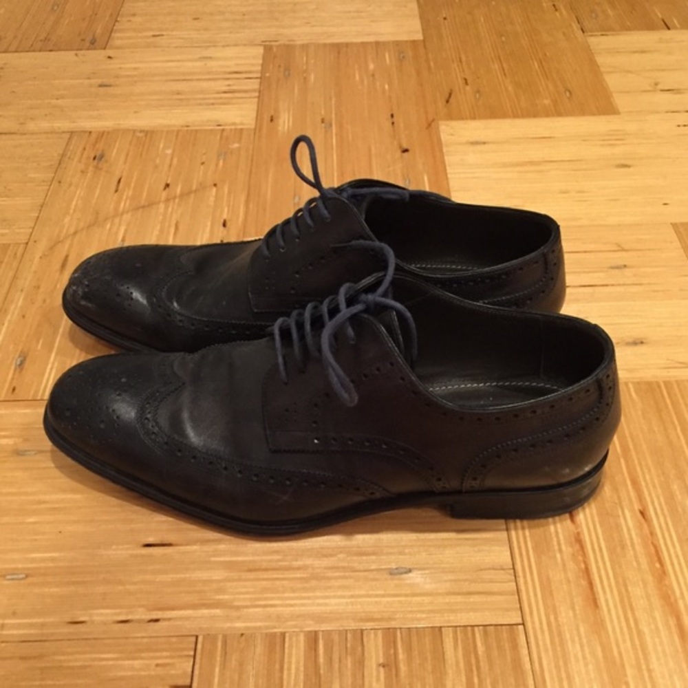 Hugo Boss Men’s Black Leather Oxford Lace Up - 7.5